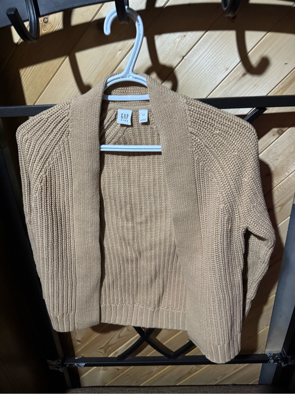 GAP kids Open-Front Chunky Knit Cardigan - Camel